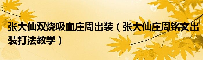 张大仙双烧吸血庄周出装（张大仙庄周铭文出装打法教学）