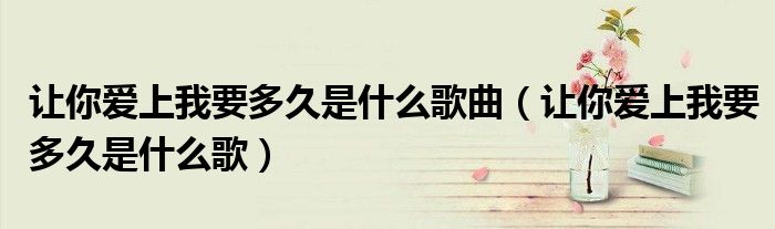 让你爱上我要多久是什么歌曲（让你爱上我要多久是什么歌）