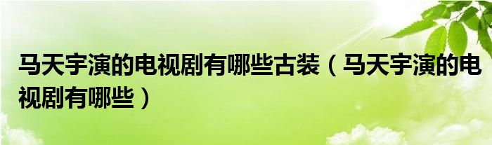 马天宇演的电视剧有哪些古装（马天宇演的电视剧有哪些）