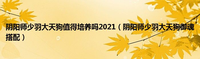 阴阳师少羽大天狗值得培养吗2021（阴阳师少羽大天狗御魂搭配）