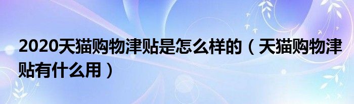 2020天猫购物津贴是怎么样的（天猫购物津贴有什么用）