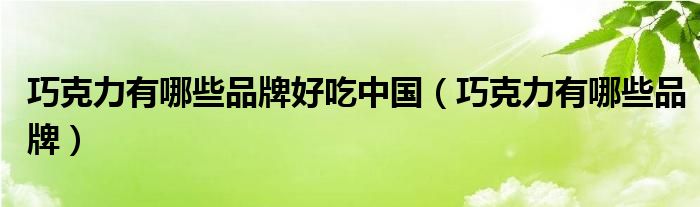 巧克力有哪些品牌好吃中国（巧克力有哪些品牌）