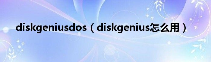 diskgeniusdos（diskgenius怎么用）