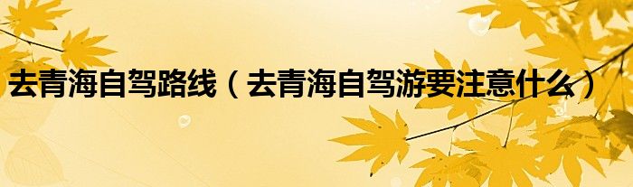 去青海自驾路线（去青海自驾游要注意什么）