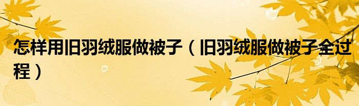 怎样用旧羽绒服做被子（旧羽绒服做被子全过程）