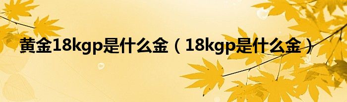 黄金18kgp是什么金（18kgp是什么金）