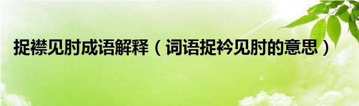 捉襟见肘成语解释（词语捉衿见肘的意思）