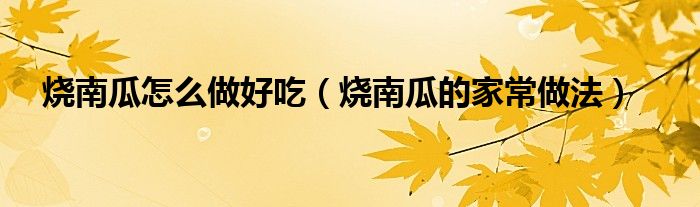 烧南瓜怎么做好吃（烧南瓜的家常做法）