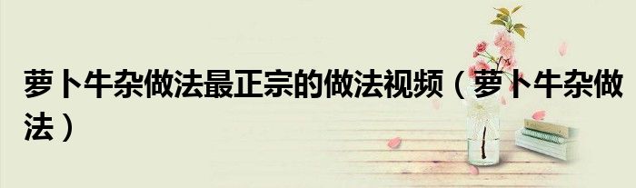 萝卜牛杂做法最正宗的做法视频（萝卜牛杂做法）