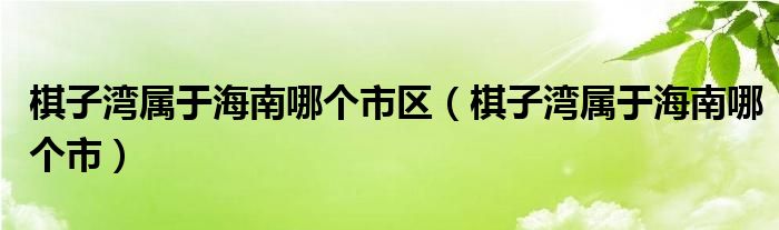 棋子湾属于海南哪个市区（棋子湾属于海南哪个市）