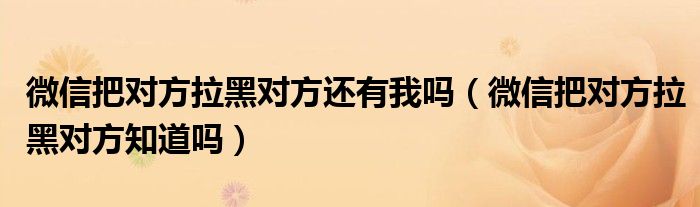 微信把对方拉黑对方还有我吗（微信把对方拉黑对方知道吗）
