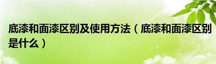 底漆和面漆区别及使用方法（底漆和面漆区别是什么）