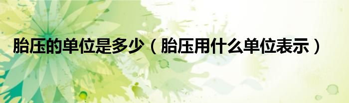 胎压的单位是多少（胎压用什么单位表示）