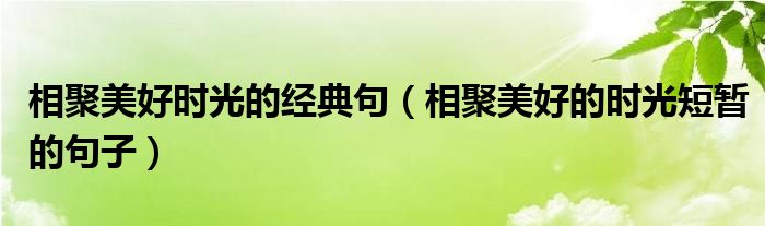 相聚美好时光的经典句（相聚美好的时光短暂的句子）