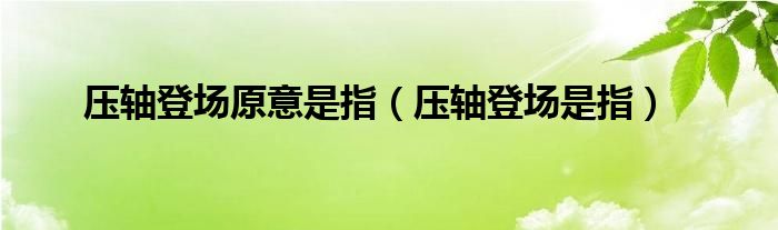 压轴登场原意是指（压轴登场是指）
