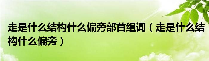 走是什么结构什么偏旁部首组词（走是什么结构什么偏旁）