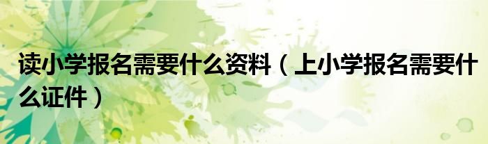 读小学报名需要什么资料（上小学报名需要什么证件）