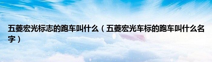 五菱宏光标志的跑车叫什么（五菱宏光车标的跑车叫什么名字）