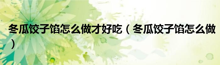 冬瓜饺子馅怎么做才好吃（冬瓜饺子馅怎么做）