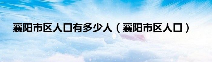 襄阳市区人口有多少人（襄阳市区人口）