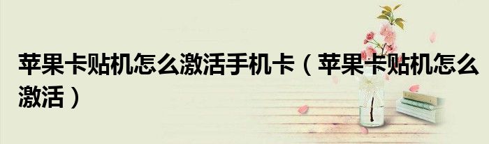 苹果卡贴机怎么激活手机卡（苹果卡贴机怎么激活）