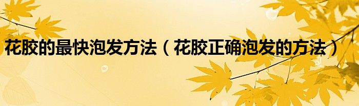 花胶的最快泡发方法（花胶正确泡发的方法）