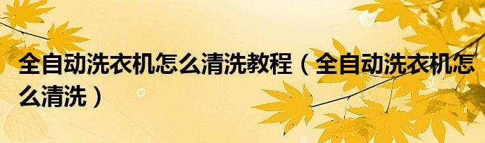 全自动洗衣机怎么清洗教程（全自动洗衣机怎么清洗）