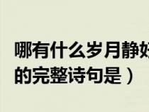 哪有什么岁月静好的出处（哪有什么岁月静好的完整诗句是）
