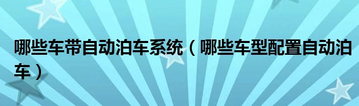 哪些车带自动泊车系统（哪些车型配置自动泊车）