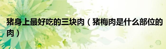 猪身上最好吃的三块肉（猪梅肉是什么部位的肉）