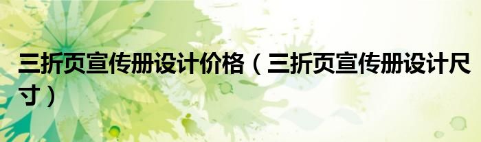 三折页宣传册设计价格（三折页宣传册设计尺寸）