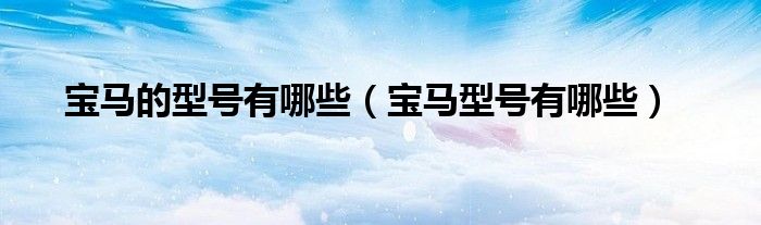 宝马的型号有哪些（宝马型号有哪些）