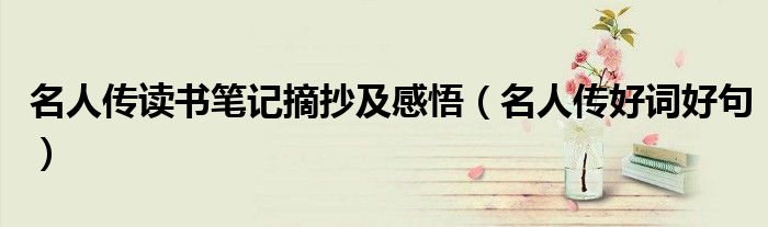名人传读书笔记摘抄及感悟（名人传好词好句）