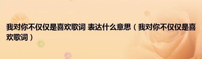 我对你不仅仅是喜欢歌词 表达什么意思（我对你不仅仅是喜欢歌词）