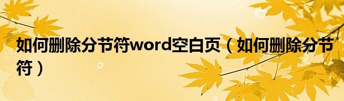 如何删除分节符word空白页（如何删除分节符）