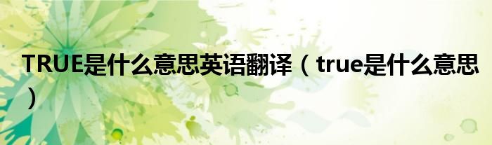 TRUE是什么意思英语翻译（true是什么意思）