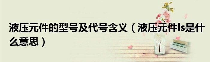 液压元件的型号及代号含义（液压元件ls是什么意思）