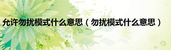 允许勿扰模式什么意思（勿扰模式什么意思）