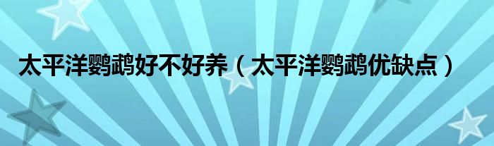 太平洋鹦鹉好不好养（太平洋鹦鹉优缺点）