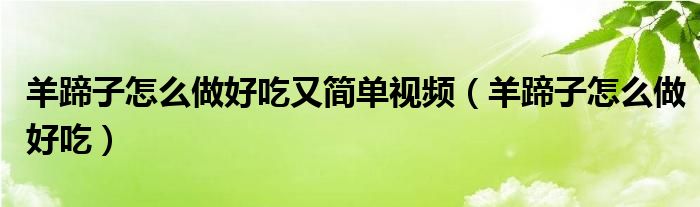 羊蹄子怎么做好吃又简单视频（羊蹄子怎么做好吃）
