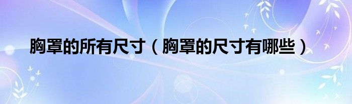 胸罩的所有尺寸（胸罩的尺寸有哪些）