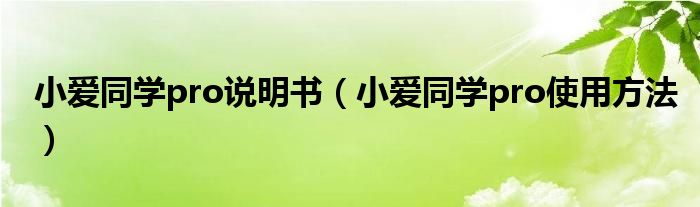 小爱同学pro说明书（小爱同学pro使用方法）