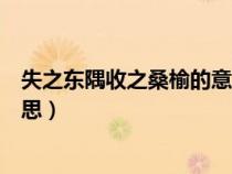 失之东隅收之桑榆的意思蚂蚁庄园（失之东隅收之桑榆的意思）
