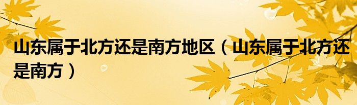山东属于北方还是南方地区（山东属于北方还是南方）
