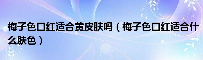 梅子色口红适合黄皮肤吗（梅子色口红适合什么肤色）