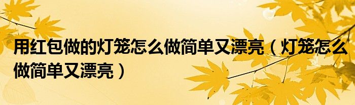 用红包做的灯笼怎么做简单又漂亮（灯笼怎么做简单又漂亮）