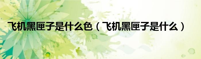 飞机黑匣子是什么色（飞机黑匣子是什么）