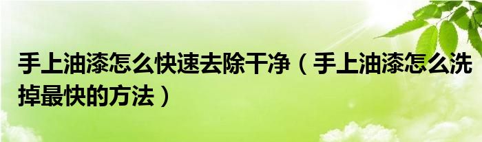 手上油漆怎么快速去除干净（手上油漆怎么洗掉最快的方法）