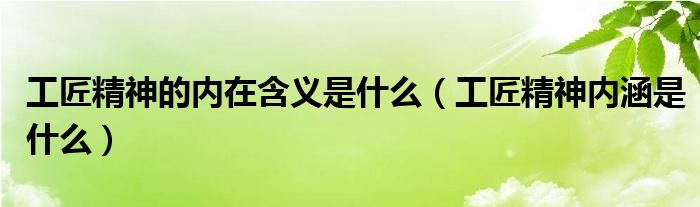 工匠精神的内在含义是什么（工匠精神内涵是什么）