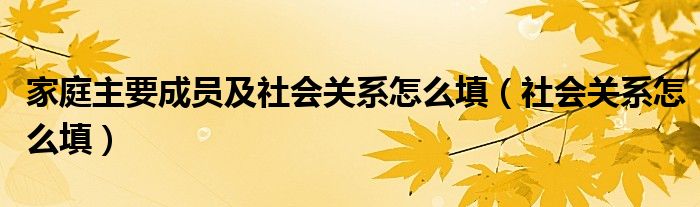 家庭主要成员及社会关系怎么填（社会关系怎么填）